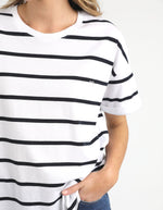 Halli S/S Tee - White/Navy Stripe