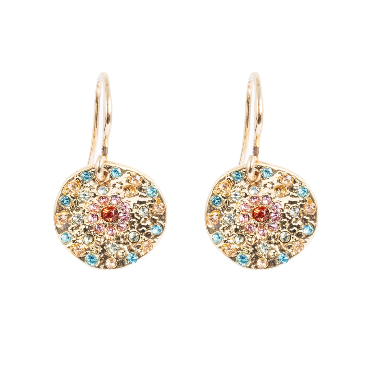 1018-1440 Vibrance Multicolour Fishhook Pendant Earring - Gold