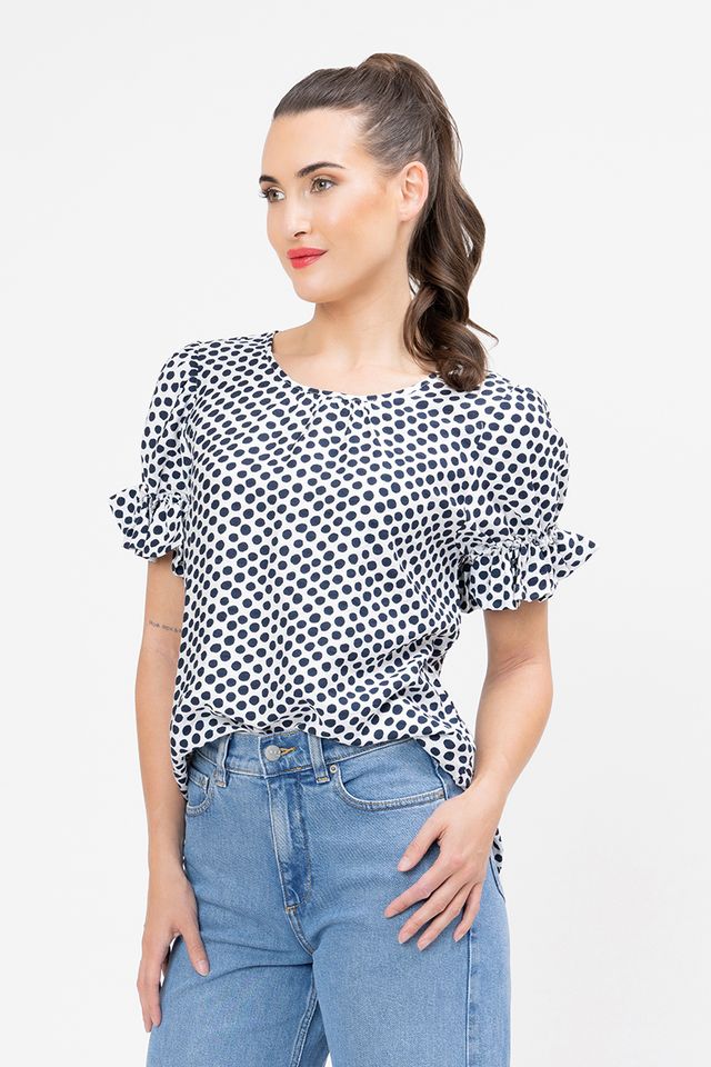 Vibrant Top - Bold Navy Spot