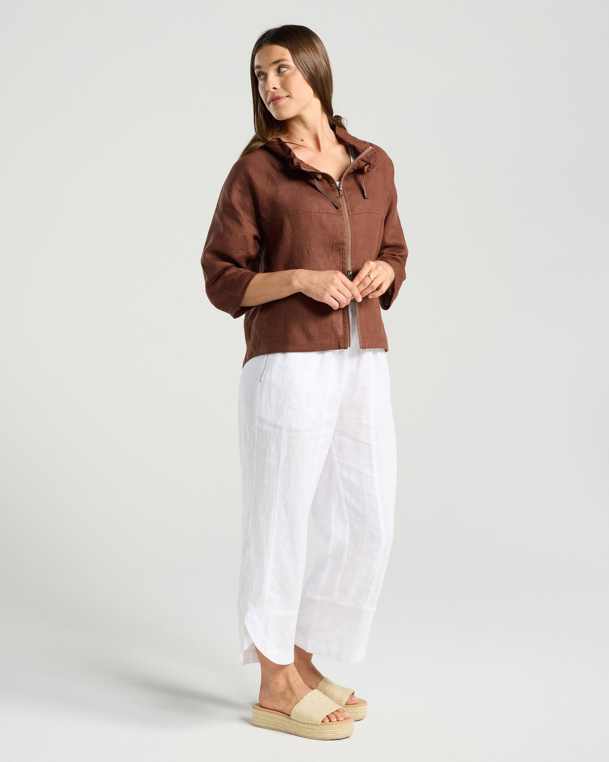 Victoria Zip Front Jacket - Chocolate