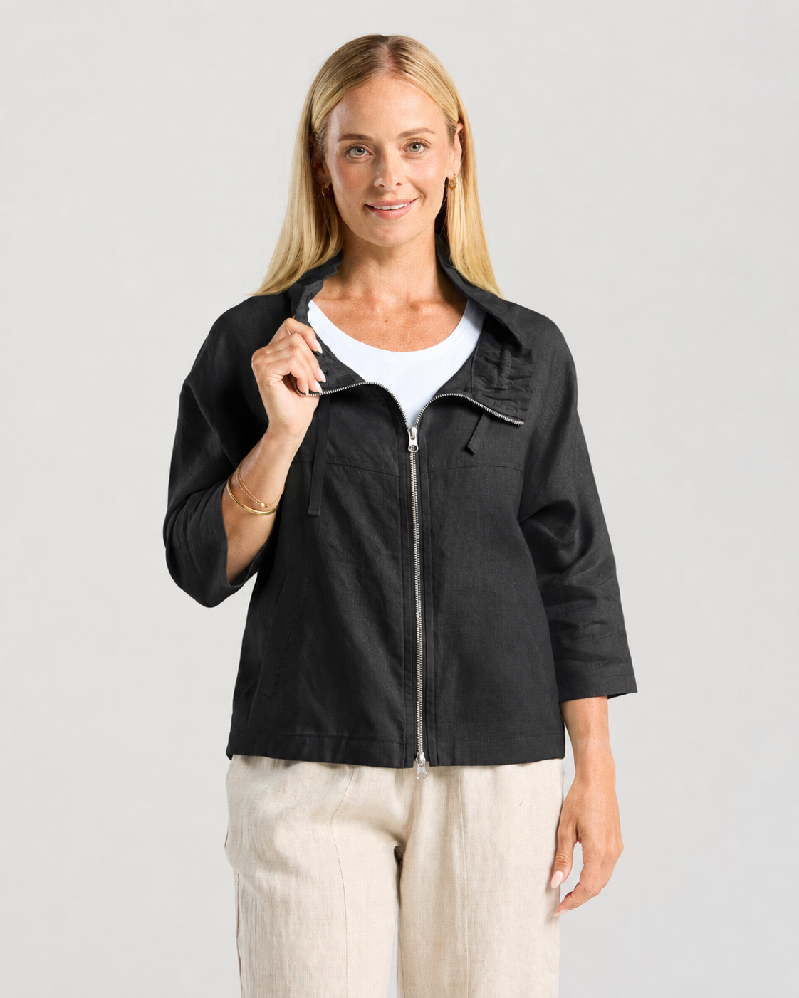 Victoria Zip Front Jacket - Black/Nickel Zip