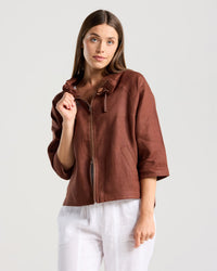 Victoria Zip Front Jacket - Chocolate