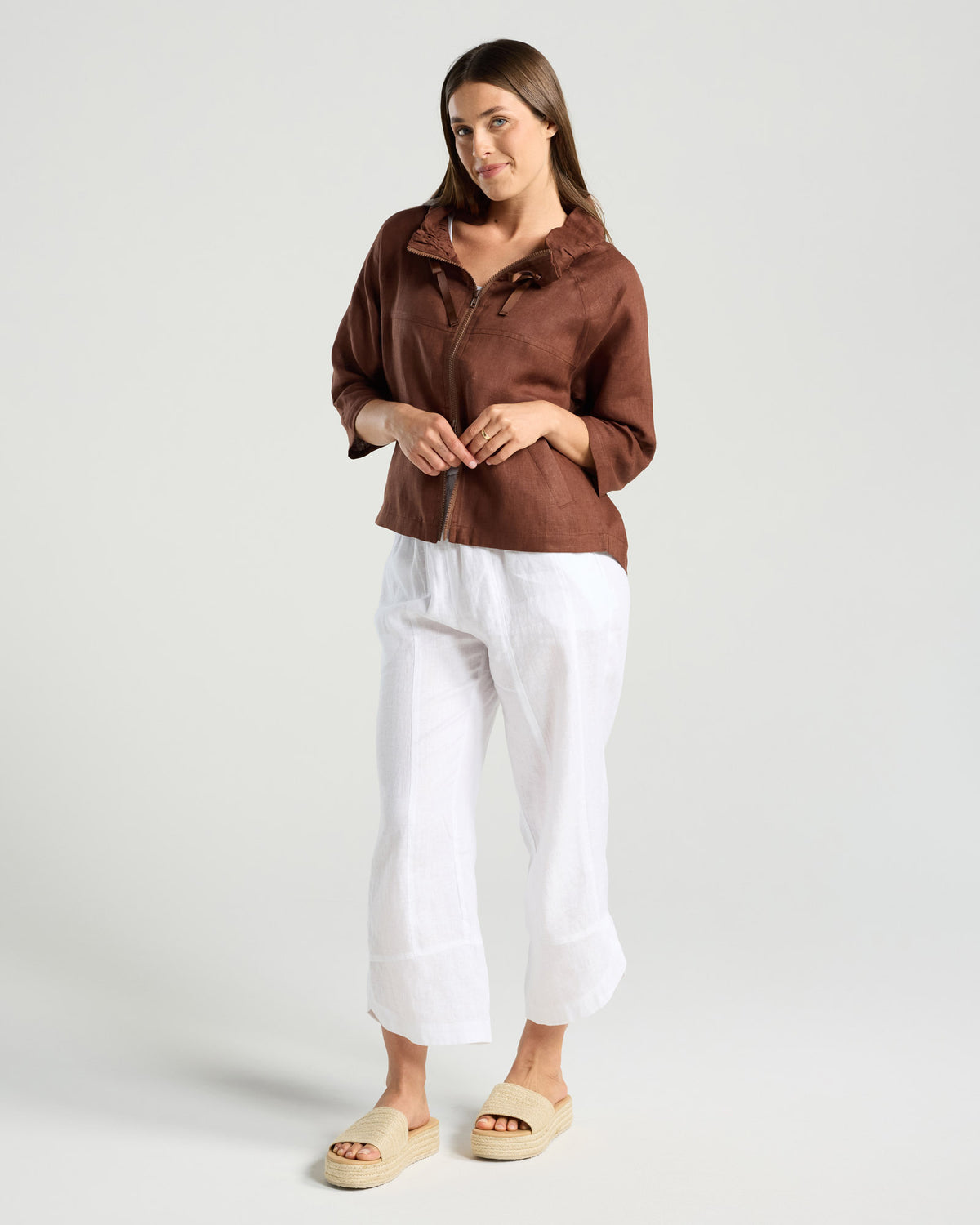 Victoria Zip Front Jacket - Chocolate