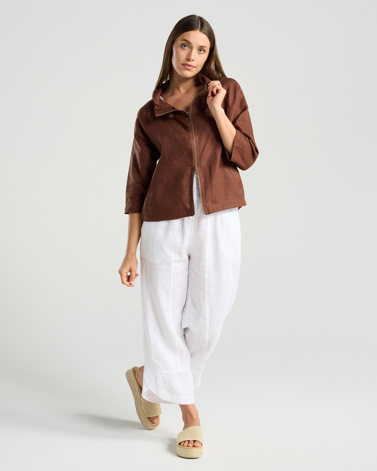 Victoria Zip Front Jacket - Chocolate