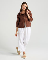 Victoria Zip Front Jacket - Chocolate
