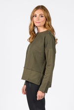 Long Sleeve Top with Reverse Detail - Olive