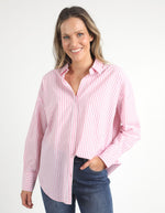 Delia Stripe Shirt - Strawberry Pink/White Stripe