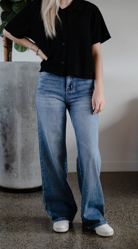Wendy Wide Leg Denim Blue - Girl Next Door Fashion
