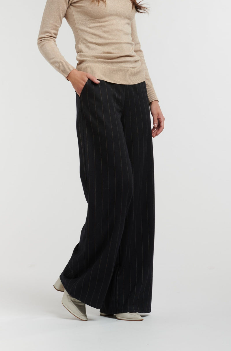 Celine Wide Stripe Pant - Navy