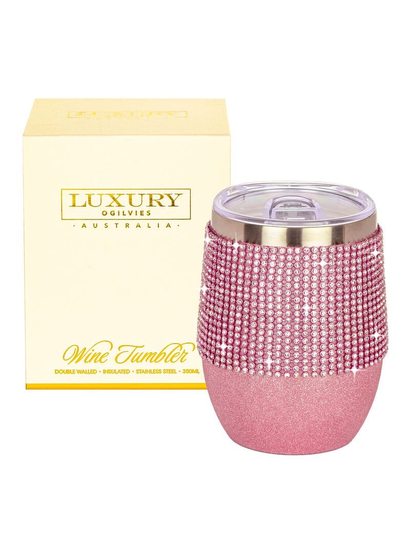 Diamonte Wine Tumbler - Glitter Pink