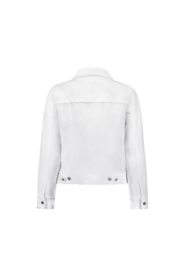 Linen Jacket with Frayed Seams - White