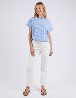 Yarra Stripe S/S Tee - Cerulean Blue & White Stripe