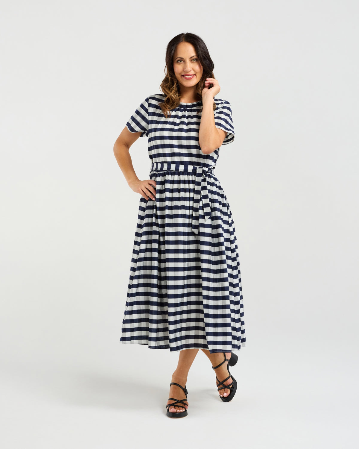 Scarlett Dress - Navy Check