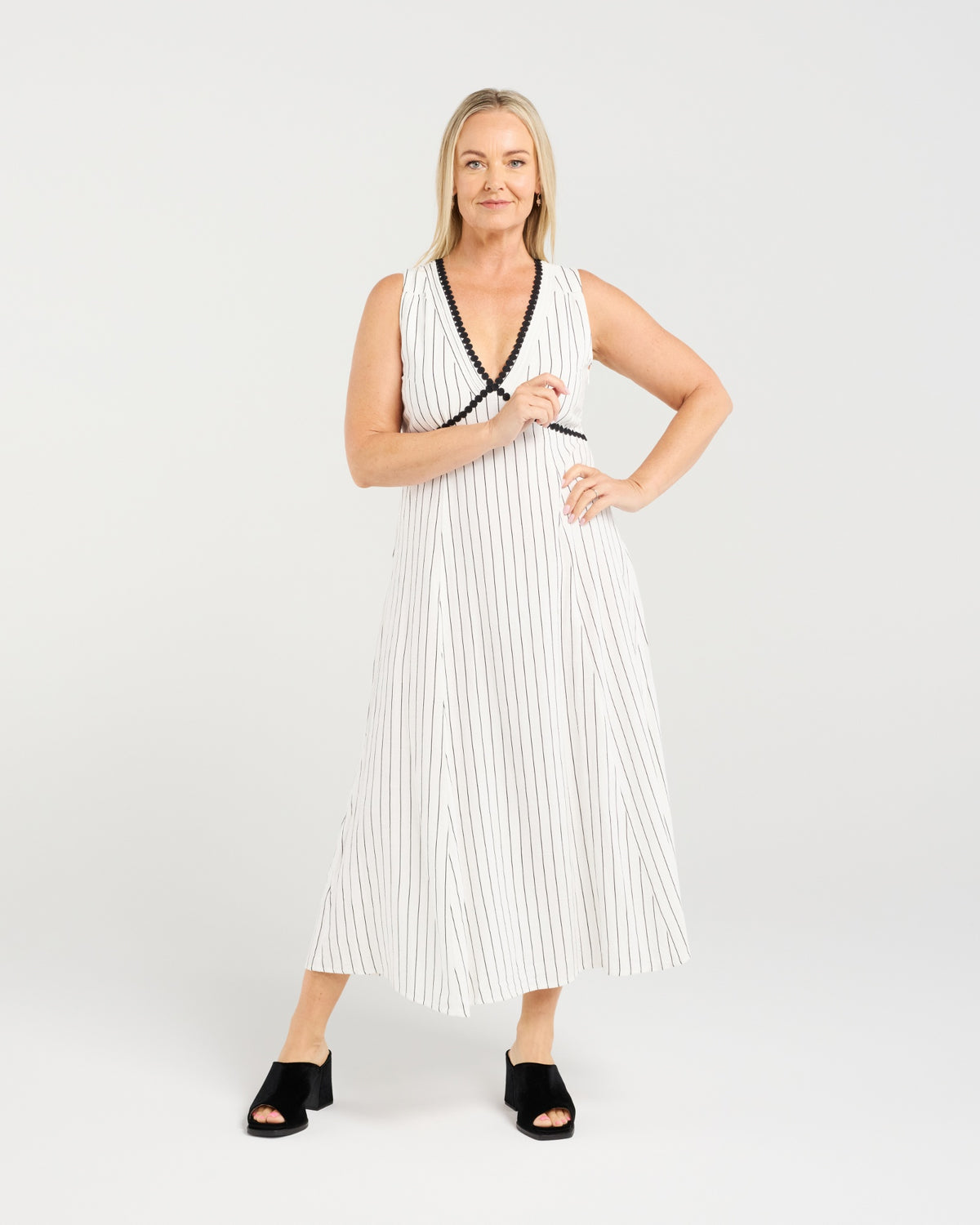 Zariah Dress - Pinstripe