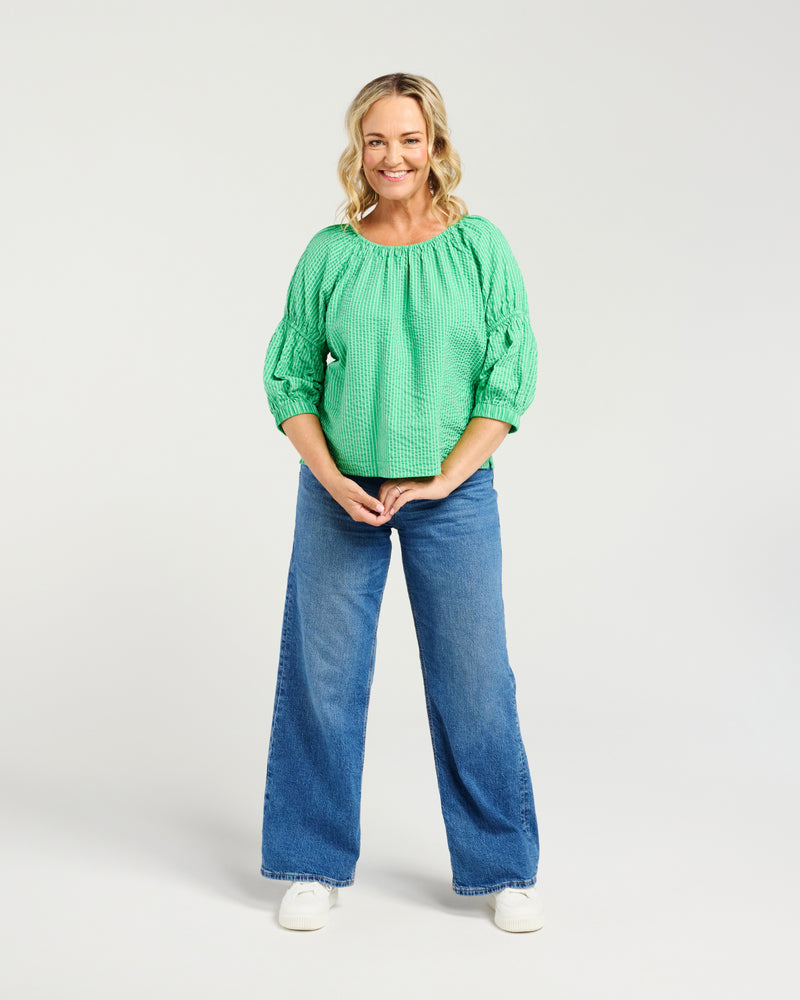 Caitlin Top - Green Stripe