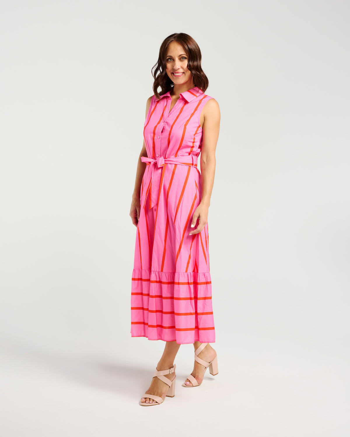 Peyton Dress - Pink & Red Stripe