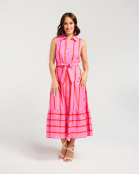 Peyton Dress - Pink & Red Stripe