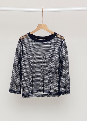 Arrow Mesh Long Sleeve Top - Black