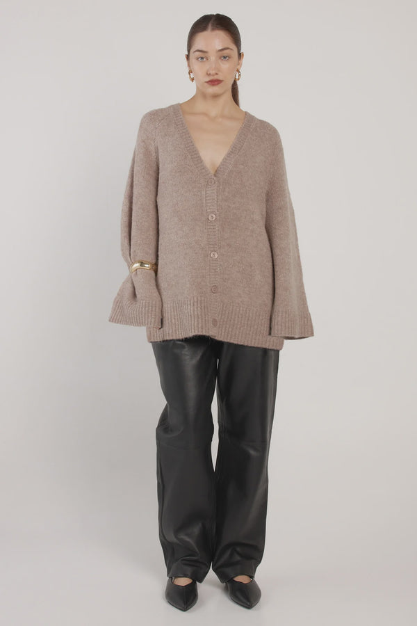 Zinnia Fluffy Cardigan - Mushroom