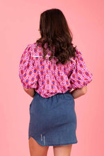 Zoe Top - Pink Red Print