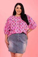 Zoe Top - Pink Red Print