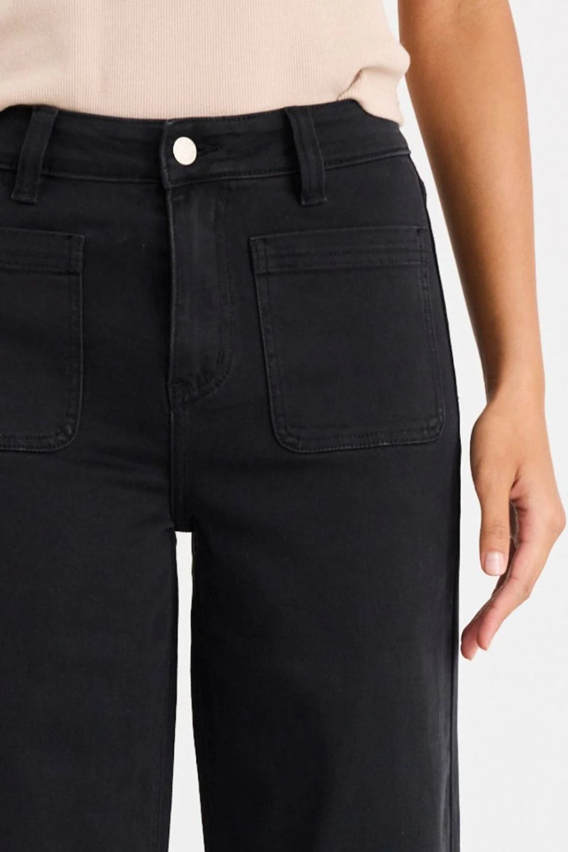 Zoey PETITE High Rise Wide Leg Pocket Jean - Black