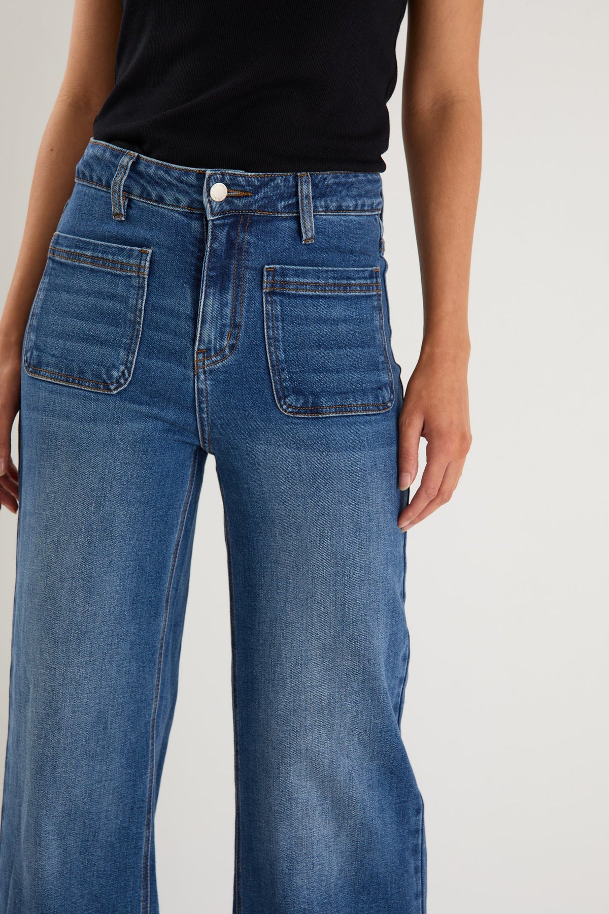 Zoey High Rise Wide Leg Pocket Jean - Marine Blue