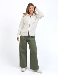 Maurie Zip Knit - Vintage White