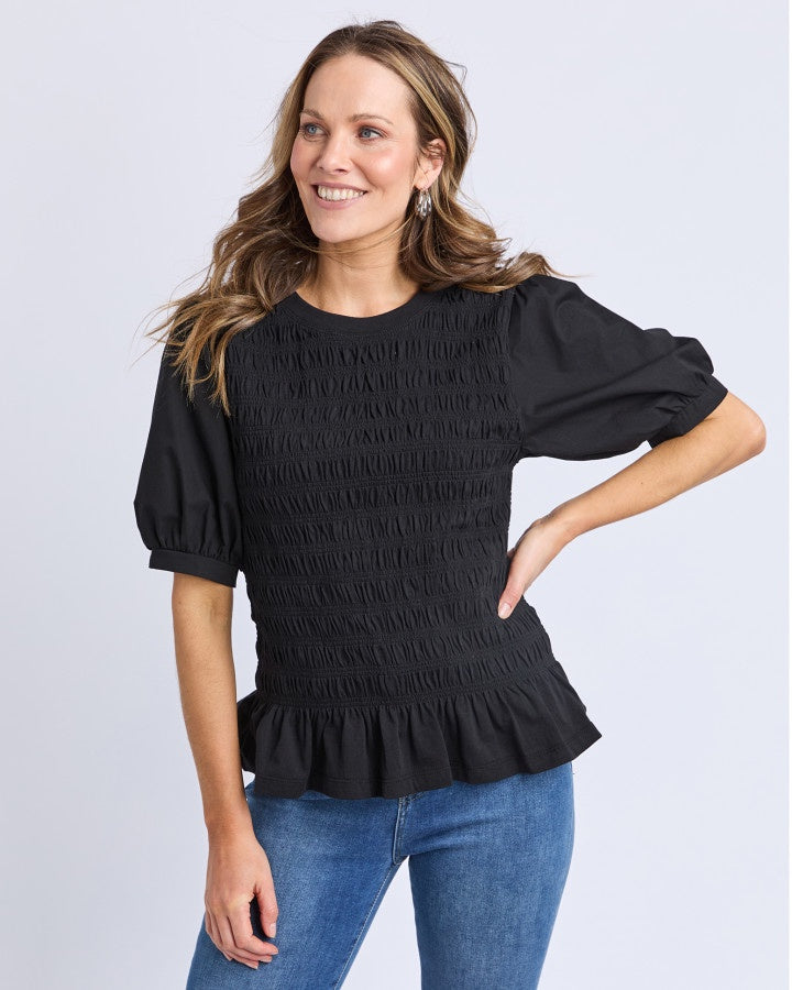 Abby Shirred Top - Black
