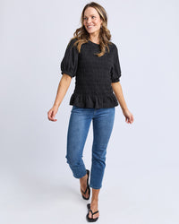 Abby Shirred Top - Black