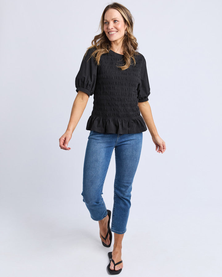 Abby Shirred Top - Black