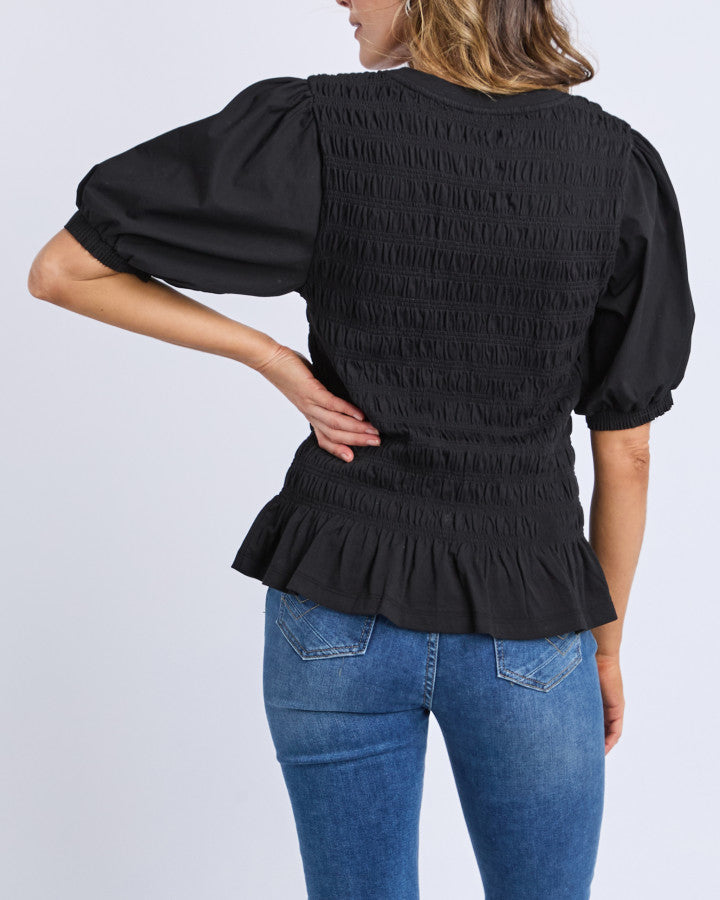 Abby Shirred Top - Black