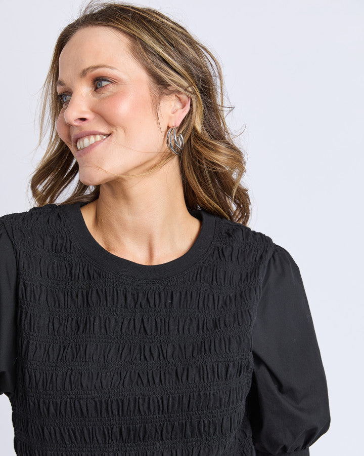 Abby Shirred Top - Black