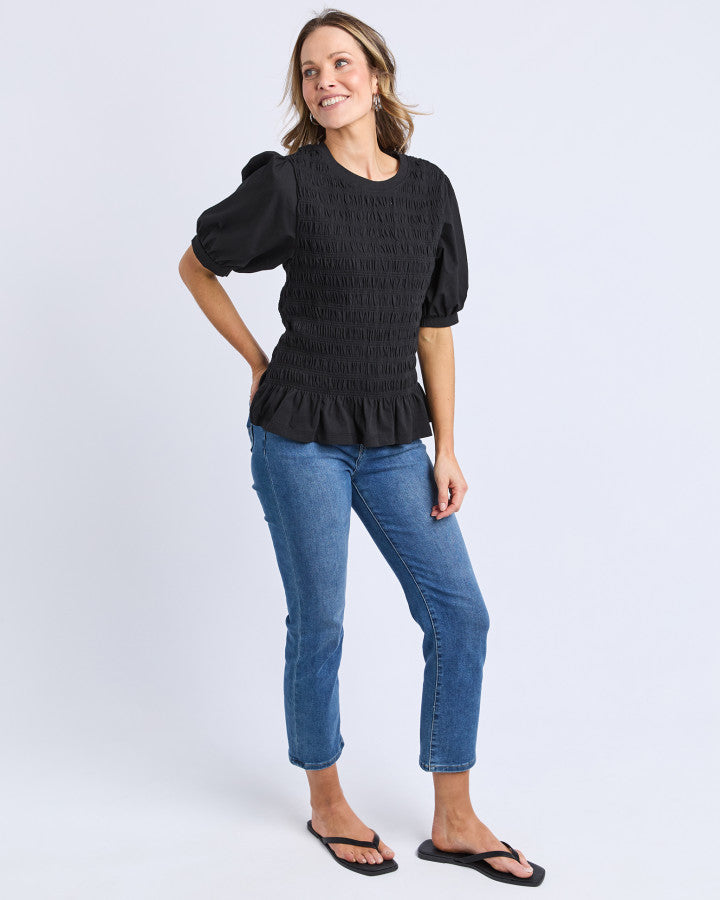 Abby Shirred Top - Black