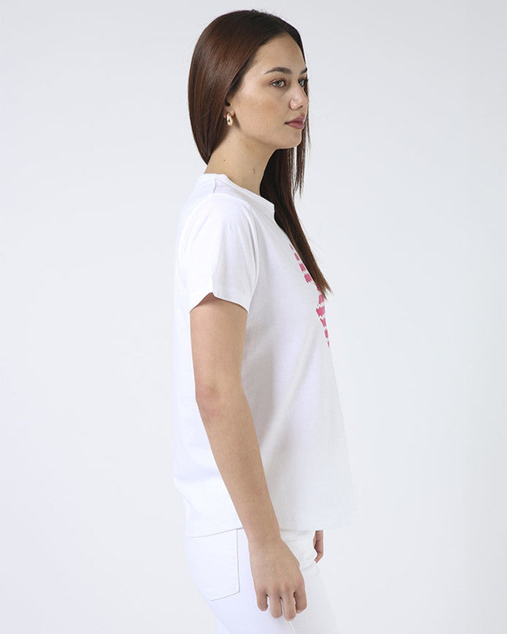 Ace Tee Hot Pink Bow - White