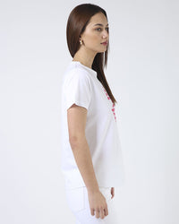 Ace Tee Hot Pink Bow - White