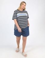 Aligner Tee - Navy and White Stripe