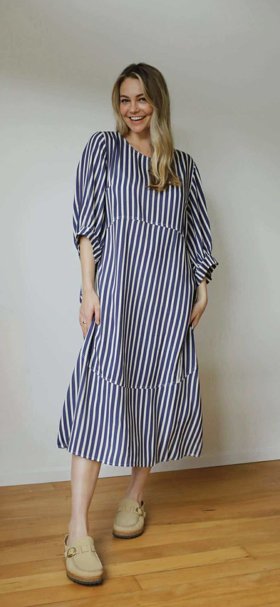 Cocoon Dress - Navy Stripe