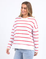 Jayne Stripe Throw On Top - White & Cayenne Stripe