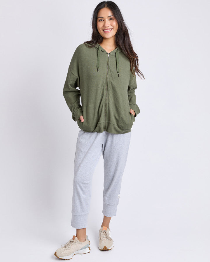 Beachy L/S Zip Hoodie - Clover