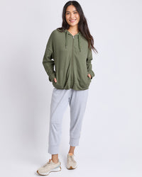 Beachy L/S Zip Hoodie - Clover