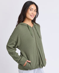 Beachy L/S Zip Hoodie - Clover