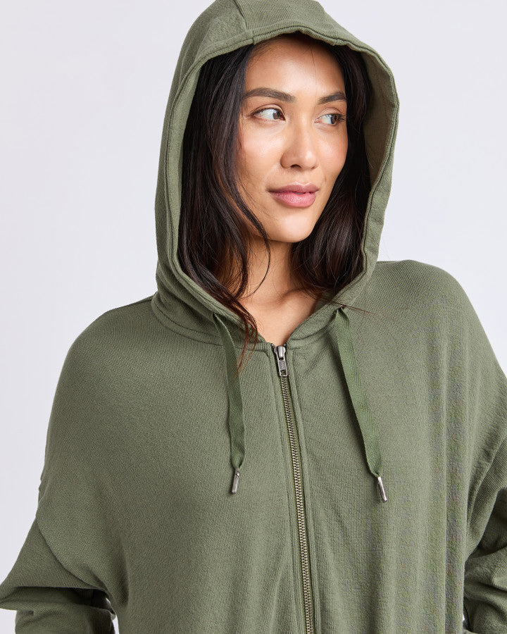 Beachy L/S Zip Hoodie - Clover