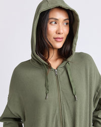 Beachy L/S Zip Hoodie - Clover