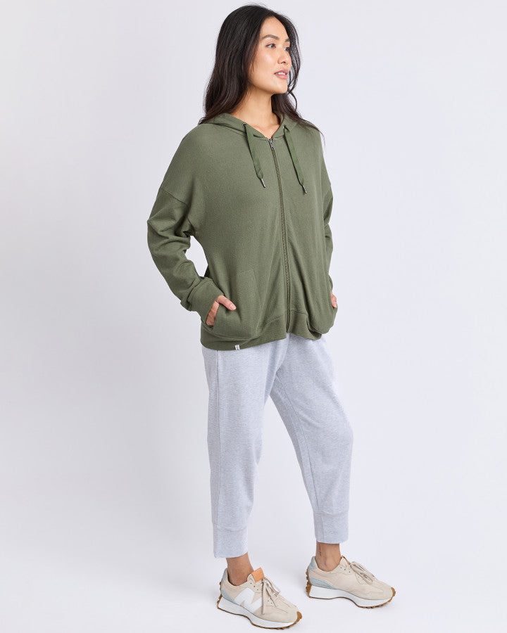 Beachy L/S Zip Hoodie - Clover
