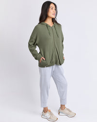Beachy L/S Zip Hoodie - Clover