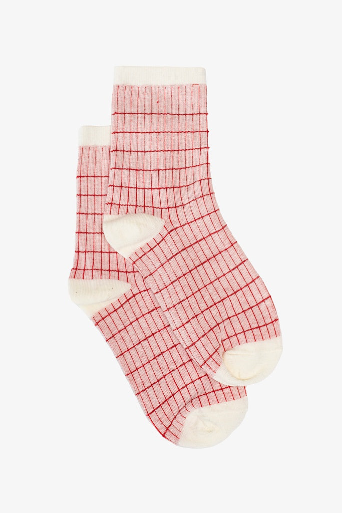 Berry Grid Sock - Girl Next Door Fashion