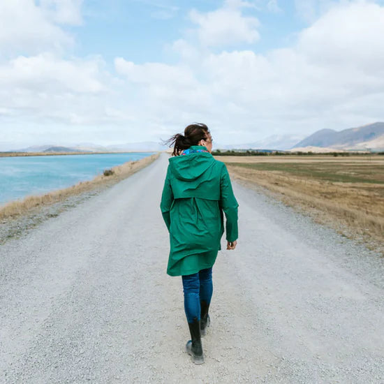 Billie PU Coated Rain Coat - Emerald