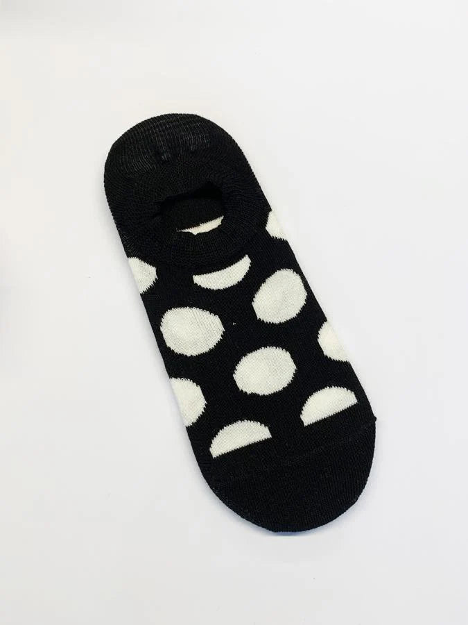 Sock No Show - Black with White Dots