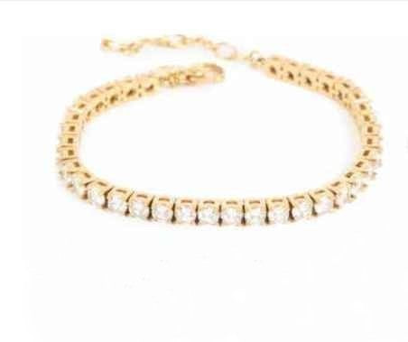 3046-0111 Bracelet Steel crystal Large - Gold 14k plated*